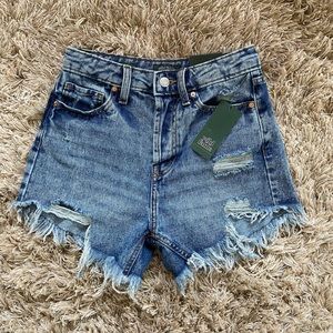 Wild Fable High Rise Frayed Denim Shorts 00/24 NWT